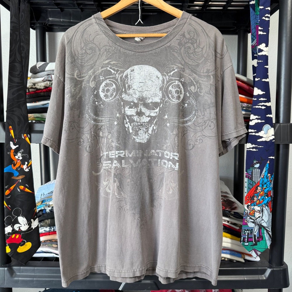 2000s Grey Terminator Salvation Movie Promo Graphic T-Shirt XL Minor Distressing